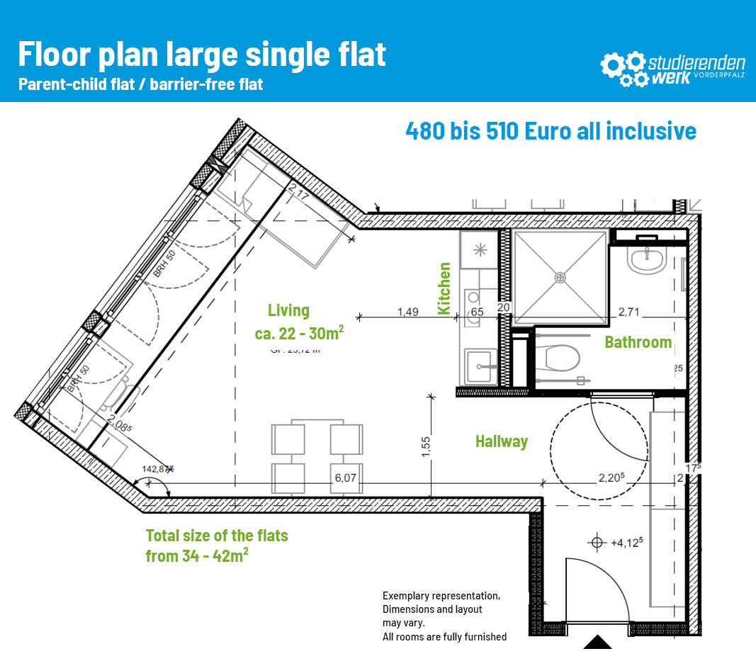 Large single flat  / parents' flat